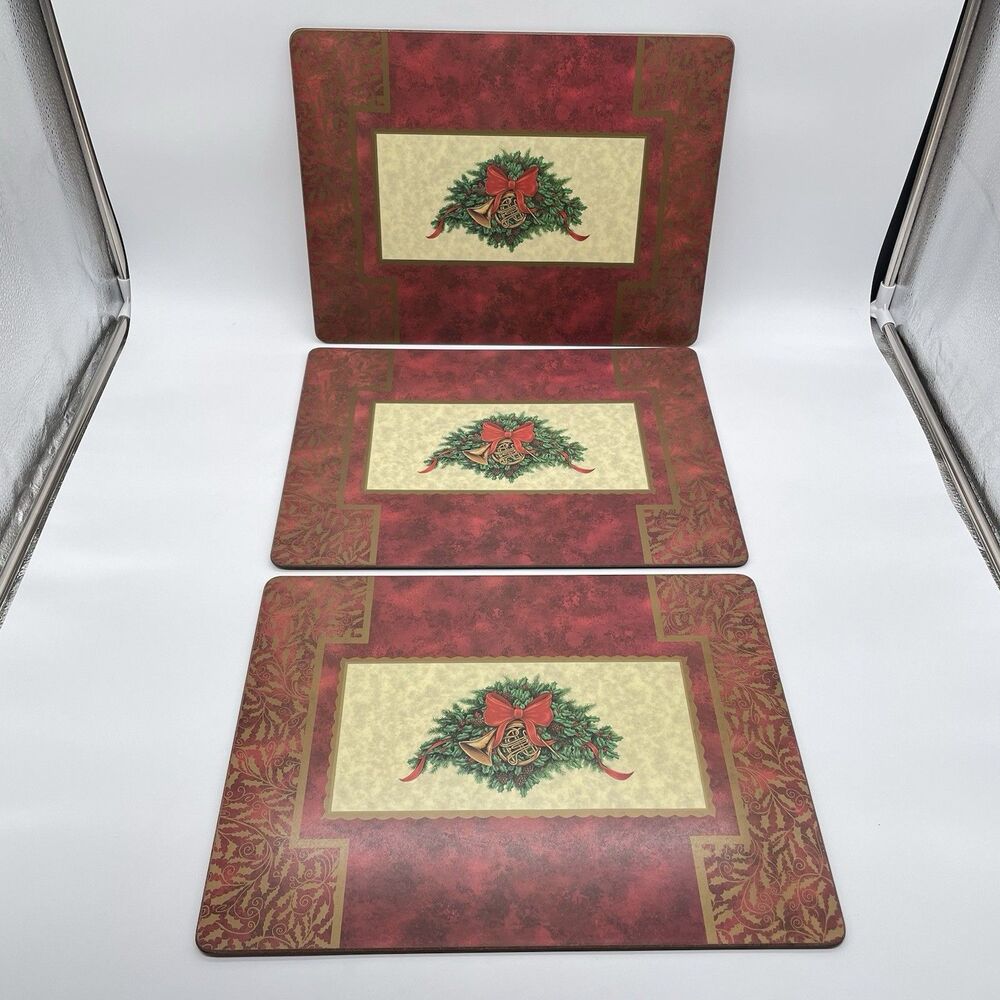 Pimpernel Christmas Wreath Placemats Set of 3 15.75” x 11.75” Made England